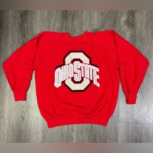 Vintage Ohio State Buckeyes Red Sweatshirt Crewneck Pullover 90s NCAA Size Large